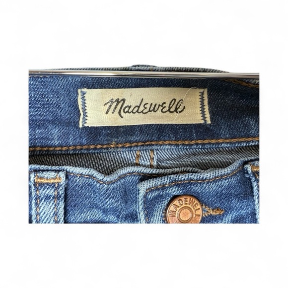 Madewell Women Mid Rise Kick Out Bootcut Crop Ankle Jeans NM242 Raw Hem Size 25 - Picture 4 of 9